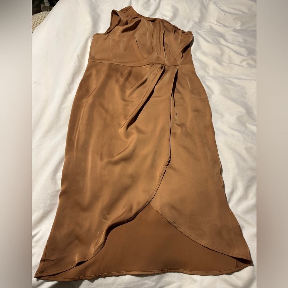 Elegant Brown One Shoulder Dress